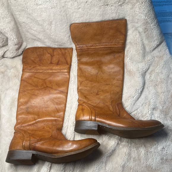 Frye Shoes - Frye Tall Leather Riding Boots in Cognac Brown